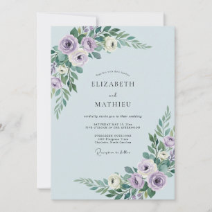 Invitation Mariage printanier idyllique bleu poudré