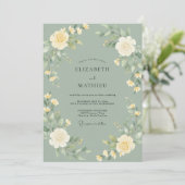 Invitation Mariage printanier immaculé vert sauge (Debout devant)