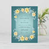 Invitation Mariage printanier joyeux sarcelle (Debout devant)