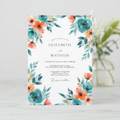 Invitation Mariage printanier luxuriant sarcelle (Debout devant)