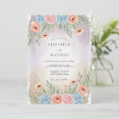 Invitation Mariage printanier lyrique pêche (Debout devant)