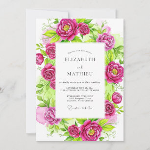 Invitation Mariage printanier magenta vibrant