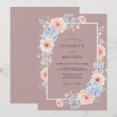 Invitation Mariage Printanier Mauve et Paisible (Devant / Derrière)
