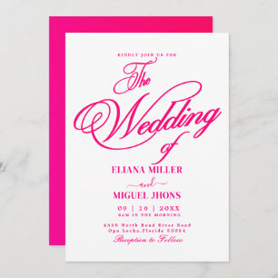 Invitation Mariage printanier moderne chaud rose aquarelle co