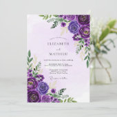 Invitation Mariage Printanier Opulent Améthyste (Debout devant)