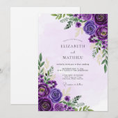 Invitation Mariage Printanier Opulent Améthyste (Devant / Derrière)