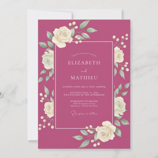 Invitation Mariage Printanier Opulent Magenta (Devant)