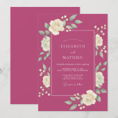Invitation Mariage Printanier Opulent Magenta (Devant / Derrière)