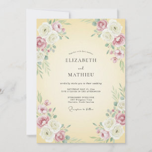 Invitation Mariage printanier peint à la crème