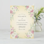 Invitation Mariage printanier peint à la crème (Debout devant)