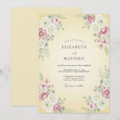Invitation Mariage printanier peint à la crème (Devant / Derrière)