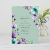 Invitation Mariage printanier peintre violet menthe (Debout devant)
