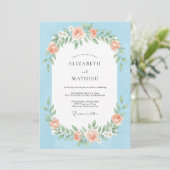 Invitation Mariage printanier pittoresque bleu clair (Debout devant)