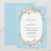 Invitation Mariage printanier pittoresque bleu clair (Devant / Derrière)