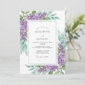 Invitation Mariage printanier resplendissant de lilas (Debout devant)