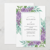 Invitation Mariage printanier resplendissant de lilas (Devant / Derrière)