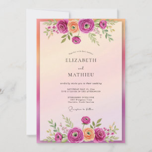 Invitation Mariage printanier resplendissant magenta