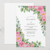 Invitation Mariage Printanier Rose Doux (Devant / Derrière)