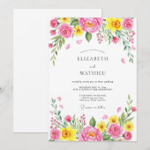 Invitation Mariage Printanier Rose et Joyeux (Devant / Derrière)