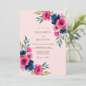 Invitation Mariage Printanier Rose Exubérant (Debout devant)