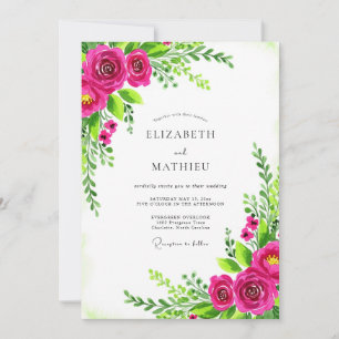 Invitation Mariage printanier séduisant rose chaud