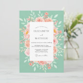 Invitation Mariage printanier séduisant vert menthe (Debout devant)