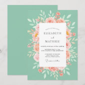 Invitation Mariage printanier séduisant vert menthe (Devant / Derrière)