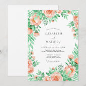 Invitation Mariage Printanier Séraphique aux Pêches (Devant / Derrière)