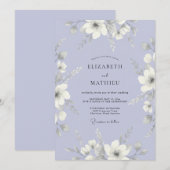 Invitation Mariage printanier séraphique lavande (Devant / Derrière)
