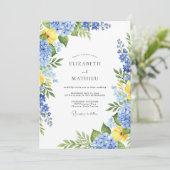 Invitation Mariage printanier serein bleu (Debout devant)