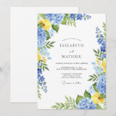 Invitation Mariage printanier serein bleu (Devant / Derrière)