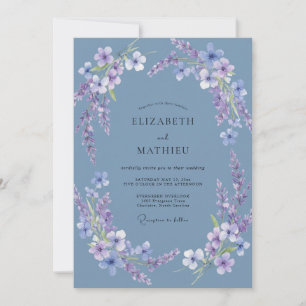 Invitation Mariage printanier serein bleu ardoise