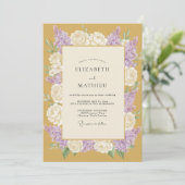 Invitation Mariage Printanier Splendide Or (Debout devant)