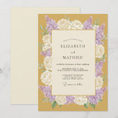 Invitation Mariage Printanier Splendide Or (Devant / Derrière)