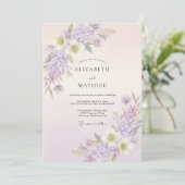 Invitation Mariage Printanier Subtil Lilas (Debout devant)