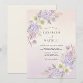 Invitation Mariage Printanier Subtil Lilas (Devant / Derrière)