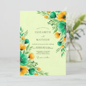 Invitation Mariage Printanier Teal Vivid (Debout devant)