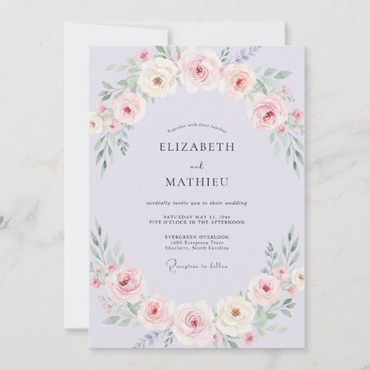 Invitation Mariage Printanier Timeless Fleur de Lilas (Devant)