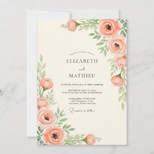 Invitation Mariage printanier tranquille aux pêches