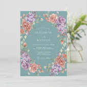 Invitation Mariage printanier verdoyant sarcelle (Debout devant)