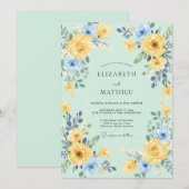 Invitation Mariage printanier vert écume de mer (Devant / Derrière)
