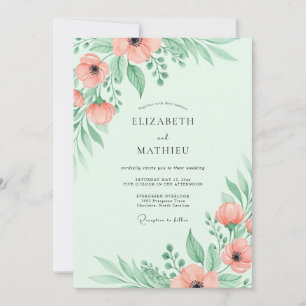 Invitation Mariage printanier vert menthe aéré