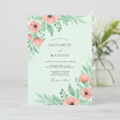 Invitation Mariage printanier vert menthe aéré (Debout devant)