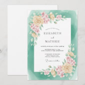 Invitation Mariage printanier vert mousse luisant (Devant / Derrière)