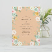 Invitation Mariage printanier vibrant Abricot (Debout devant)