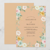 Invitation Mariage printanier vibrant Abricot (Devant / Derrière)