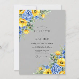 Invitation Mariage printanier vibrant gris ardoise