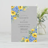 Invitation Mariage printanier vibrant gris ardoise (Debout devant)