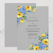 Invitation Mariage printanier vibrant gris ardoise (Devant / Derrière)