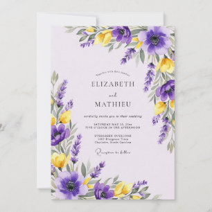 Invitation Mariage Printanier Violet Éclatant